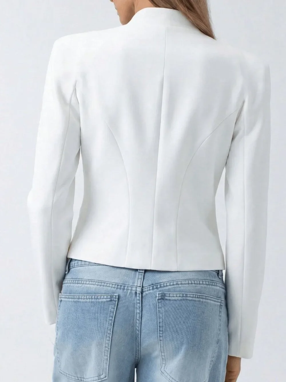 White Casual Elegant Women's Formal Office Jacket